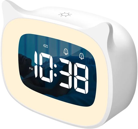 Kinderwekker Geschikt voor licht, nachtlampje Geschikt voor timer Geschikt voor kinderen, oplaadbaar (wit)