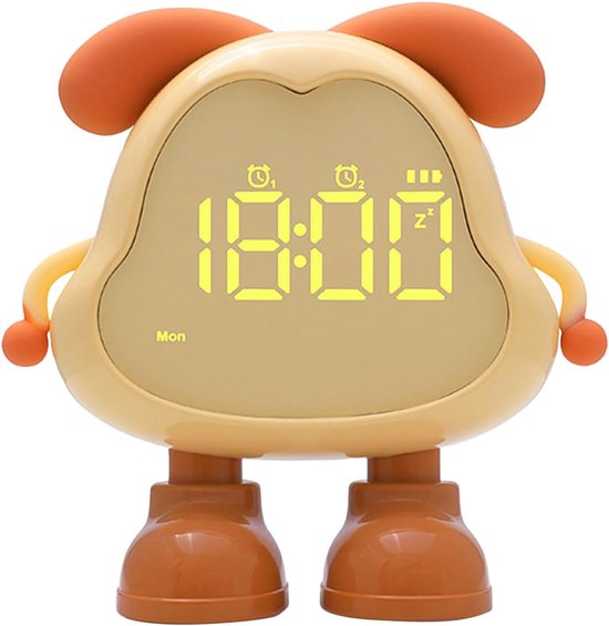 Kinderwekker Hondenvorm - Nachtlamp Klok - Kinderen Leren Klokkijken - Met Verlichte Oren - 12.8 Cm Breed - Meerkleurig