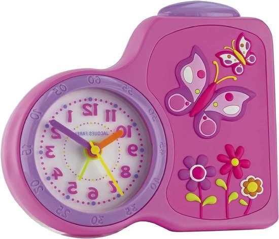Kinderwekker - Kinderklok - Wakker Worden - Stil Lopend - 13 x 15 cm - Roze Wit