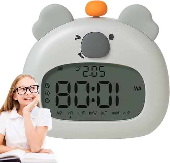 Kinderwekker Koala - Nachtlamp Wekker - Kinderkamer Organizer - Met Ontspannende Geluiden - 12 cm - Enkele Kenmerken