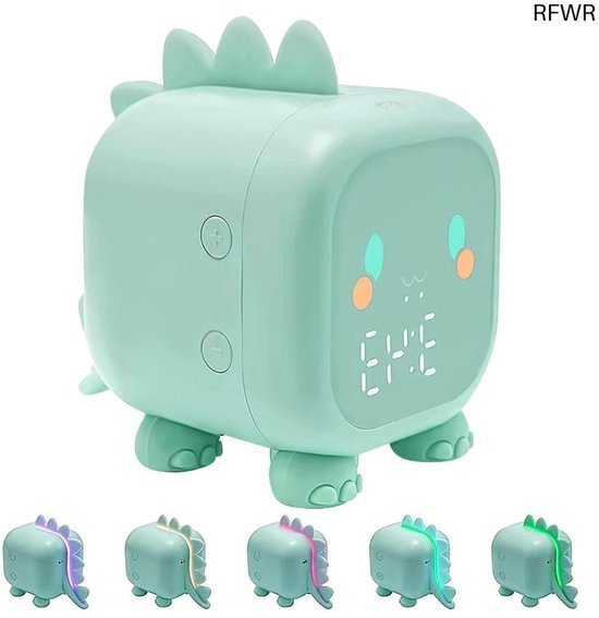 Kinderwekker Licht - Digitale Klok - Wakker Worden - Veelkleurige Nachtlamp - USB Oplaadbaar - Groen