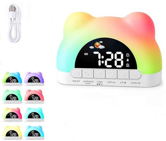 Kinderwekker - Lichtwekker - Digitale Wekker met Lamp - Lichtwekker - Snooze Functie - 12/24H - voor Meisjes Jongens Tieners Slaapkamer