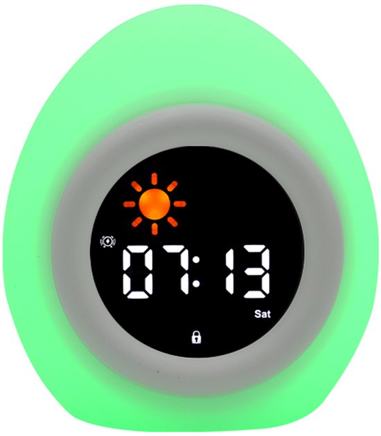 Kinderwekker met Nachtlamp – Slaaptrainer Wekker Kind – Digitale Wekker Kinderkamer – LED Nachtlamp met Kleurenlicht – Oplaadbare Wekker Peuter & Kind – Slaaptrainer met Alarm en Snooze van Merkloos