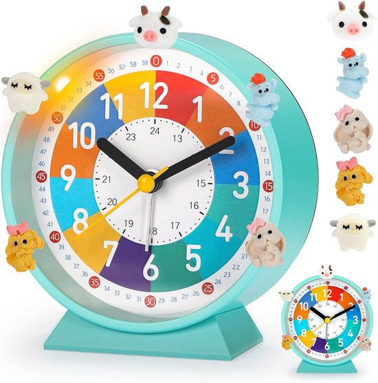 Kinderwekker met Nachtlampje, Slaaptimer en Slaapstand - Stil en Tikkend Vrij van Merkloos