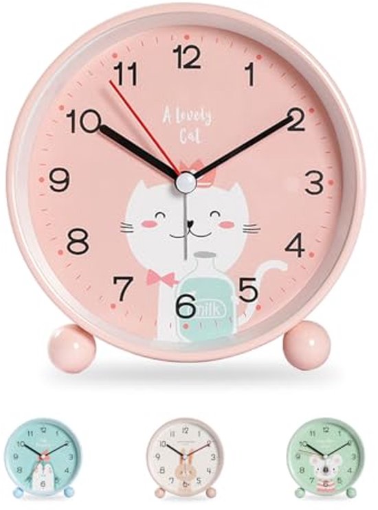 Kinderwekker met Nachtlampje - Stille en Schattige Wecker voor Kinderen, Perfect voor Slaapkamers en Reis van Decopatent
