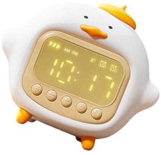 Kinderwekker met nachtlampje - Wekfunctie - Schattige dieren tafellamp - Slaapmaatje - Geschikt voor jongens en meisjes - Eendenwekker van Foonii