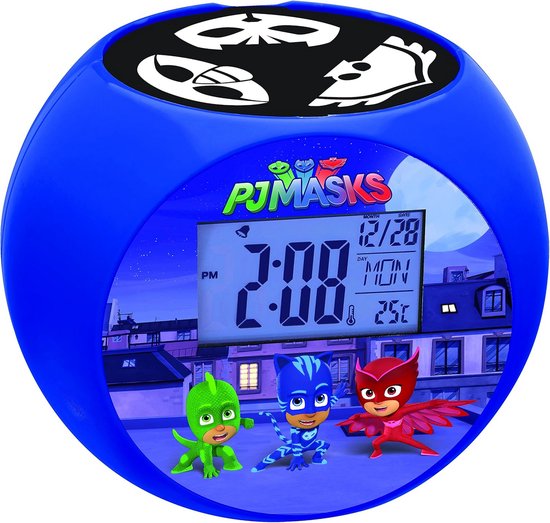 Kinderwekker met Projector en Geluidseffecten, Blauw/Zwart