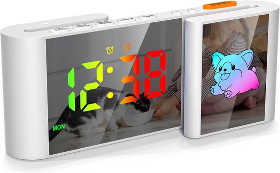 Kinderwekker met RGB Display Nachtlampje Automatisch Dimmen Sluimerfunctie en Instelbaar Volume van Merkloos