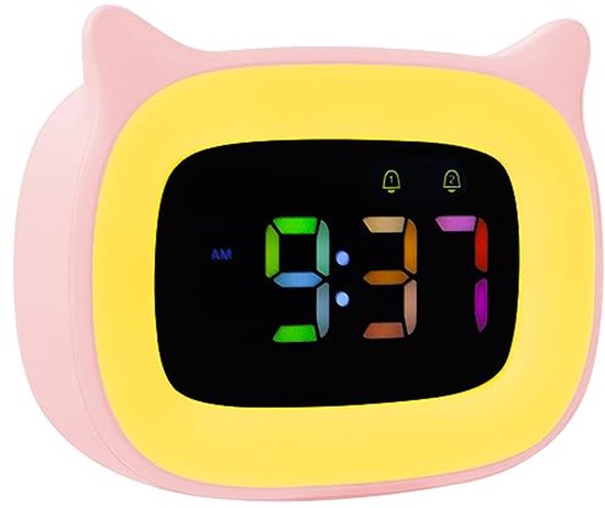 KinderWekker met RGB Nachtlampje en Dubbele Alarmfunctie van TFA Dostmann