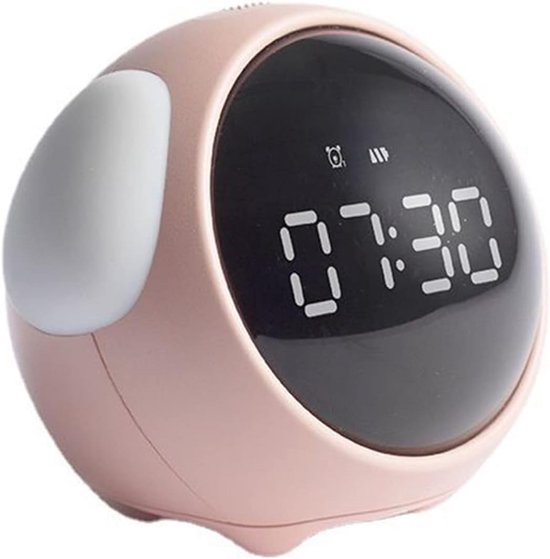 Kinderwekker met Slaaptrainer, Nachtlampje en Emoji's, USB Oplaadbaar van Merkloos