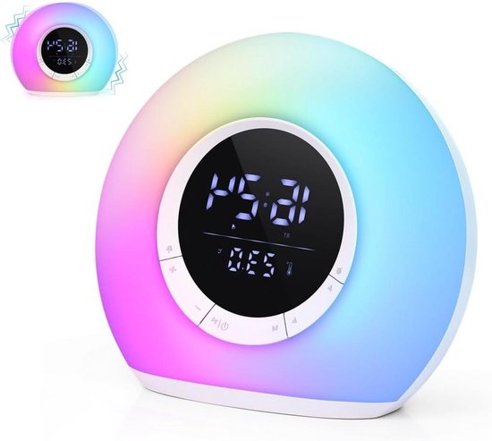 Kinderwekker met Speaker - Slaaptrainer Klok - Kinderslaap Trainen - RGB Verlichting - 182 x 95 x 158 cm - Wit