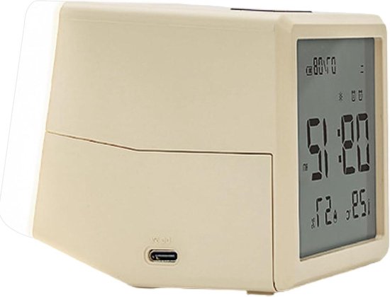 Kinderwekker - Nachtklok Thermometer - Ochtendroutine Ondersteuning - Speels Ontwerp - 10 centimeter - Wit