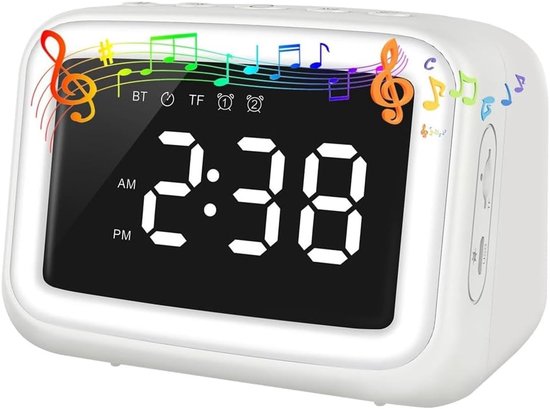 Kinderwekker Nachtlampje - Bluetooth Speaker - Wakker Worden - Dimbaar Licht - N.v.t. - Wit