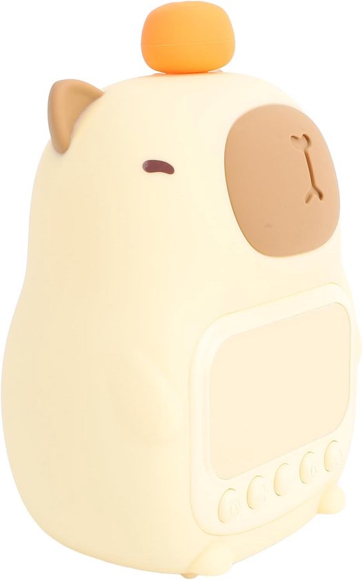 Kinderwekker Nachtlampje - Capibara Wekker - Slaaptraining Kinderen - Dimbaar Licht - 11 x 10 cm - Wit
