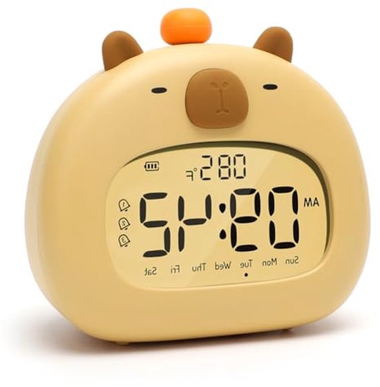 Kinderwekker Nachtlampje - Capybara Wekker - Kinderslaapkamer Decoratie - Zachte Daglichtwekker - 112 x 78 cm - Wit