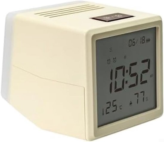 Kinderwekker Nachtlampje - Digitaal Alarm - Ochtend Routine - Groot Display - 11 x 10 x 9 cm - Geel-Wit