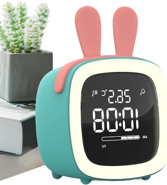 Kinderwekker Nachtlampje - Digitale Klok - Kinderslaap Routine - Geïntegreerde Temperatuursensor - 30+ Uur Gebruik - Wit
