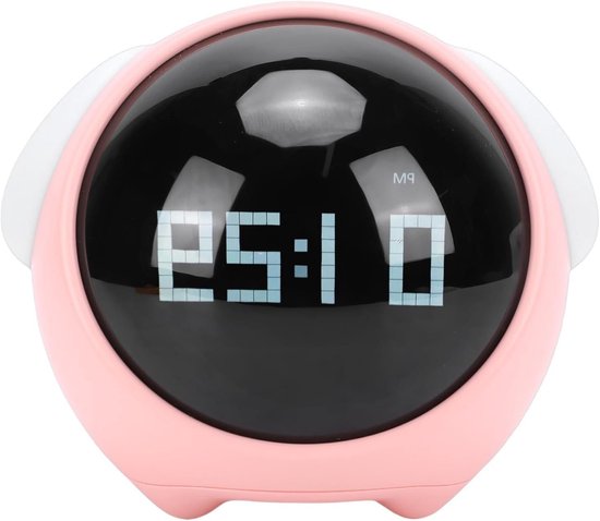 Kinderwekker Nachtlampje - Kinderalarm Klok - Rustige Slaap - Spraakgestuurd Licht - 11cm Breed - Roze