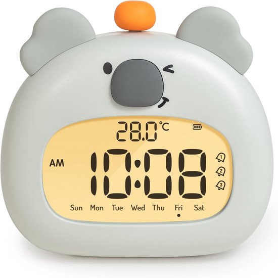 Kinderwekker Nachtlampje - Koala Wekker - Kinderen Leren Slapen - Oplaadbare Batterij - 315 Inch - Wit