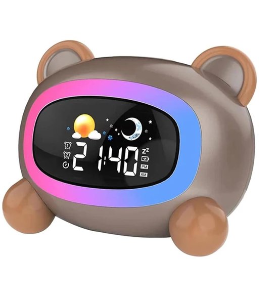 Kinderwekker Nachtlampje - Slaaptrainer Klok - Kinderslaap Leren - Met 7 Kleuren - One Size - Wit