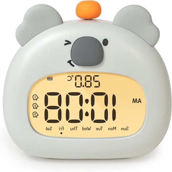 Kinderwekker Nachtlampje - Slaaptrainer Koala - Kinderen Leren Slapen - Drie Alarmen Weekendmodus - 8 cm Hoog - Wit