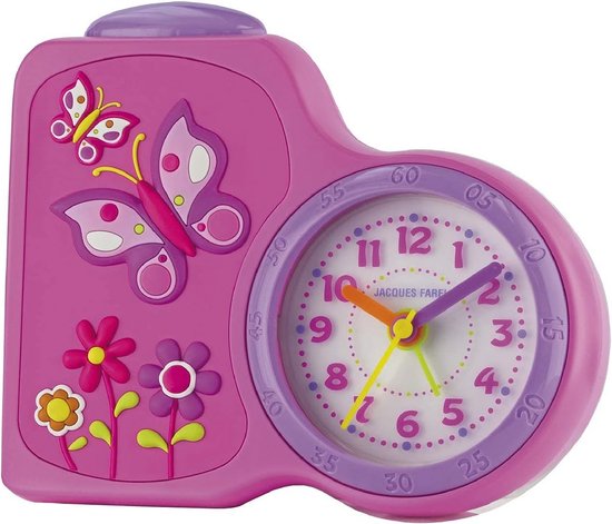 Kinderwekker Roze met Vlinders - Stille Wekker met Licht voor Kinderkamer van Merkloos