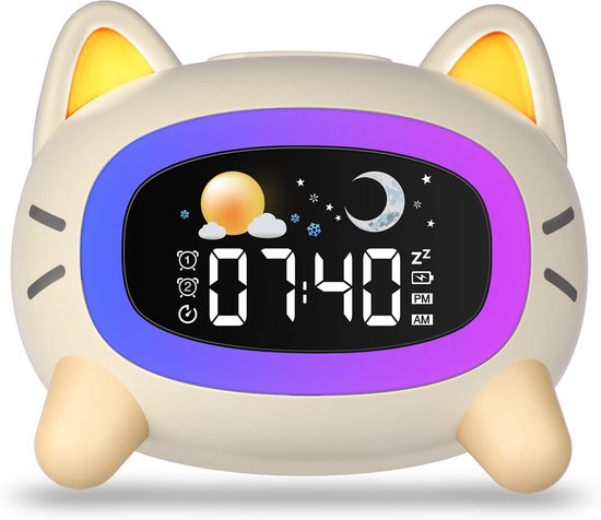 Kinderwekker Slaaptrainer - Digitale Klok - Slaap Ontwikkeling - Met Geluidsmachine - 119 x 381 x 6 cm - Wit