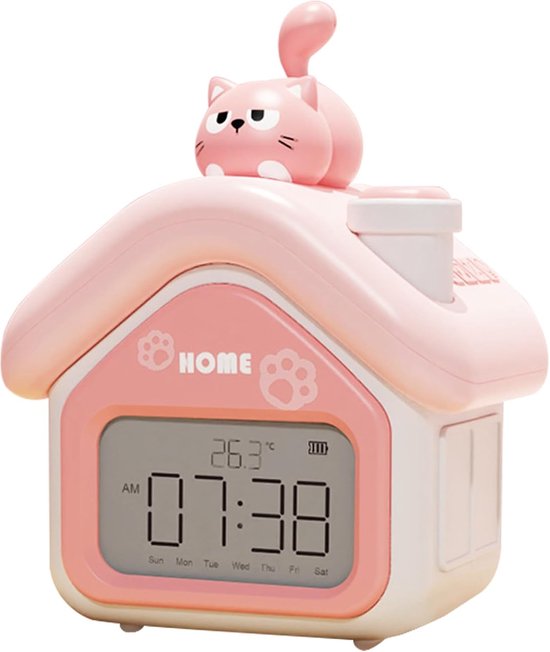 Kinderwekker Slaaptrainer - Digitale Klok - Wakker Worden - Zonsopgang Simulatie - 14cm Breed - Roze
