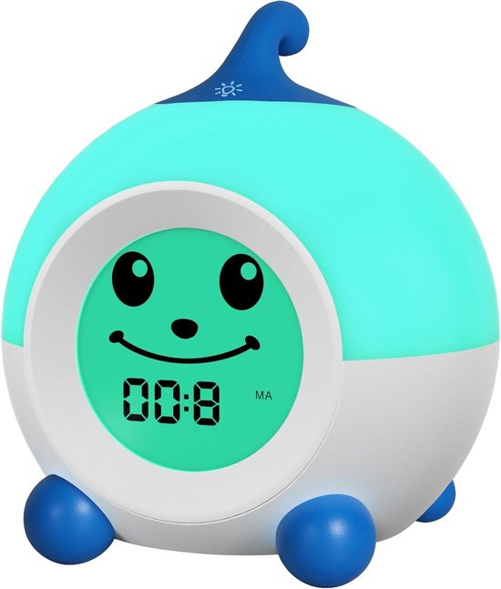 Kinderwekker Slaaptrainer - Digitale Wekker - Kind Rutine Aanleren - Wake-up Light Functie - Kleine Formaat - Blauw