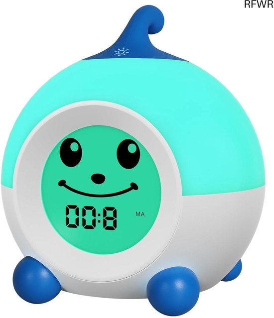 Kinderwekker Slaaptrainer - Digitale Wekker - Routine Ontwikkelen - Wake-up Light - Klein - Blauw