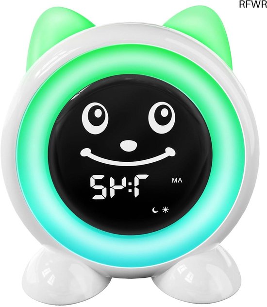 Kinderwekker Slaaptrainer - Emoji Nachtlamp - Kinderen Leren Slapen - Emoji en Kleurindicatie - Standaard Formaat - Wit
