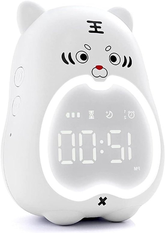 Kinderwekker - Slaaptrainer Klok - Kind Leren Slapen - Zachte Nachtlamp - 10x10mm - A