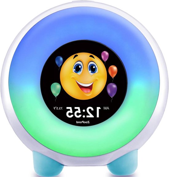 Kinderwekker - Slaaptrainer Klok - Kinderen Leren Wakker Worden - Met Kleuren Display - 8.9 x 8.9 cm - Wit