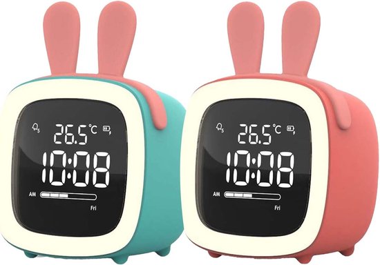 Kinderwekker - Slaaptrainer Nachtlampje - Gezonde Slaap - Temperatuursensor - 12.8 cm - Wit