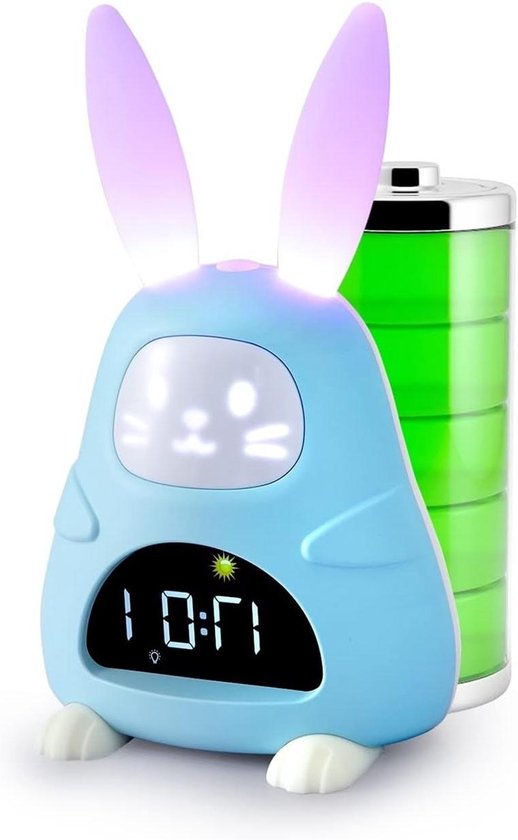 Kinderwekker Slaaptrainer - Nachtlampje Kinderen - Gezonde Slaap - Gezichtsuitdrukkingen - 2000mAh Batterij - Wit