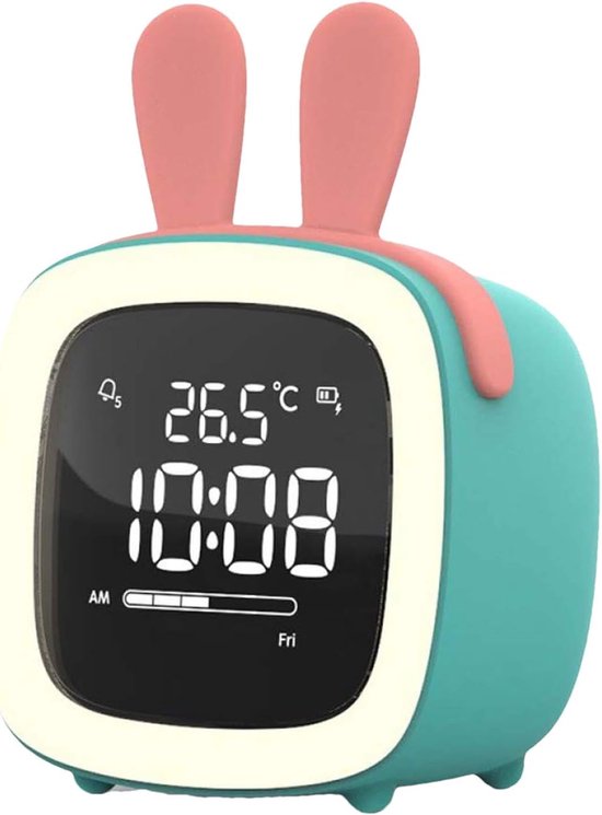 Kinderwekker Slaaptrainer - Nachtlampje Klok - Kind Stimuleren - Visuele Indicatoren - 10 cm Breed