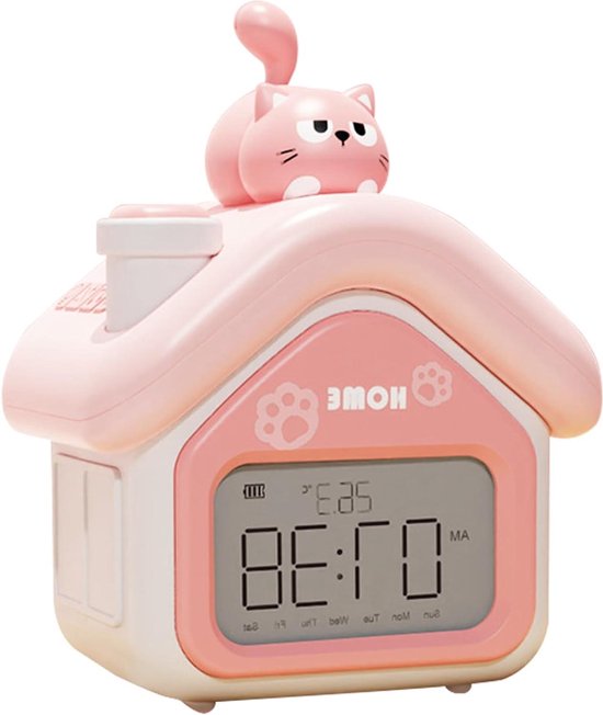 Kinderwekker Slaaptrainer - Nachtlampje Wekker - Ondersteunt Routines - Zonsopgang Simulatie - 14.2cm Breed - Roze