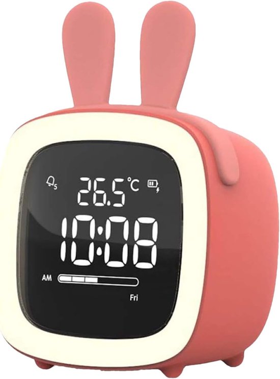 Kinderwekker Slaaptrainer - Peuter Horloge - Kinderslaapkamer - Met Nachtlampje - 12cm Breed