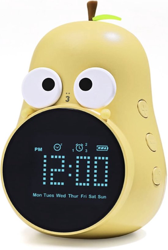 Kinderwekker, Slaaptrainer Voor Kinderen - USB-Oplaadbaar- Snooze En Timer Functie - Wake-Up Light - Peer Vorm - Geel van Alecto Baby