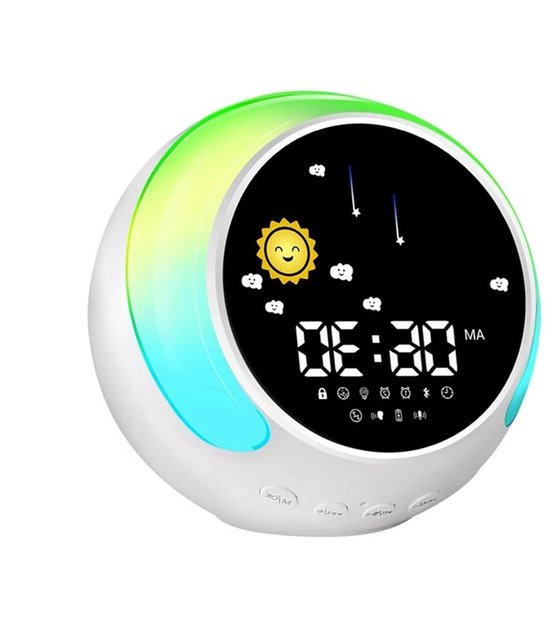 Kinderwekker Slaaptrainer - Wekker Nachtlampje - Kinderen Leren Klokkijken - Touch Sensor Nachtlampje - 12 Kleuren Licht - Meerdere Kleuren