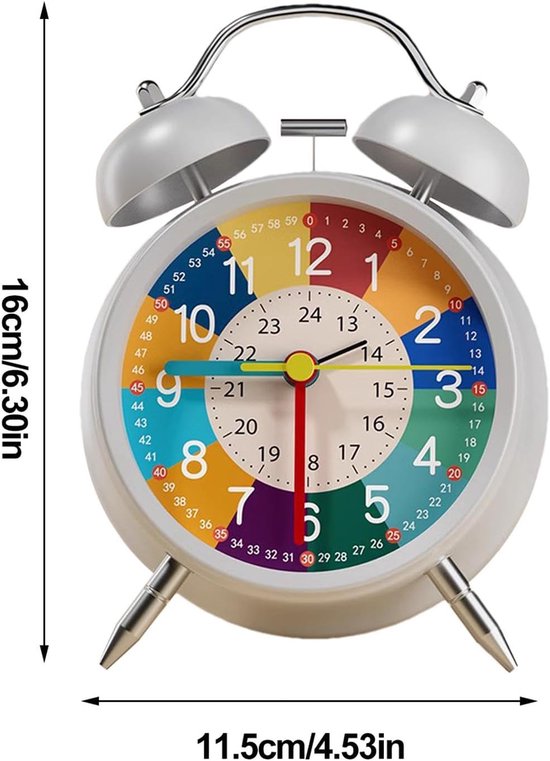 Kinderwekker - Tijd Leren - Onafhankelijk Leren - Stil Veegmechanisme - 115x16cm - Regenboog