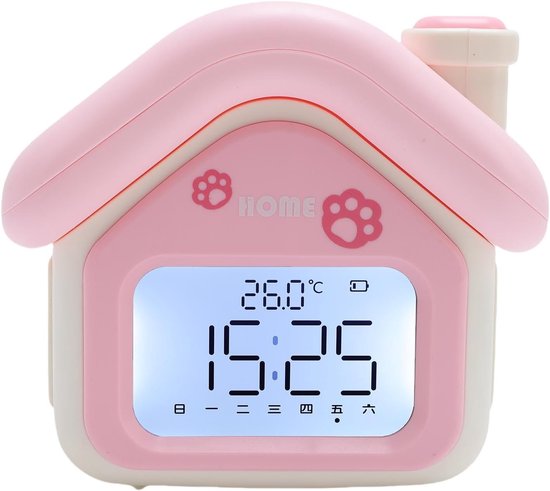 Kinderwekker Tijdmanager - Nachtlampje Timer - Kinderen Leren Klokkijken - APP-afstandsbediening - 127 x 95 x 148 mm - Rozeachtig