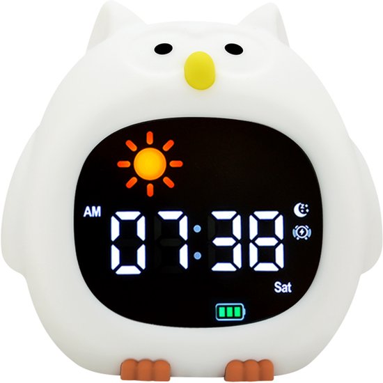 Kinderwekker Uil met Nachtlampje – Digitale Wekker Kind – Slaaptrainer Kinderwekker – LED Klok met Kleurenlicht – Oplaadbare Wekker Kinderkamer – Alarmklok voor Peuter en Kind van Merkloos