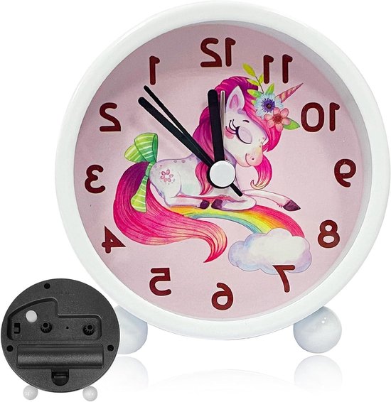 Kinderwekker Unicorn - Leerwekker Meisjes - Zelfstandig Worden - Stil Zonder Tikken - 10 x 8 cm - Roze