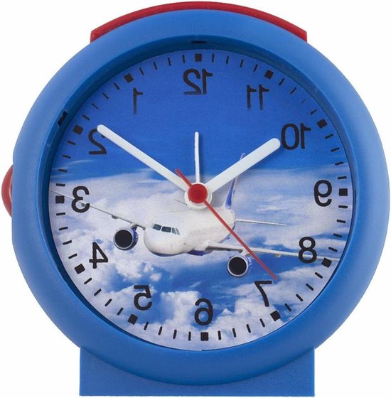 Kinderwekker Vliegtuig - Analoge Kinderwekker - Kinderkamer Aankleden - Met Licht en Snooze - 100 Gram - Blauw