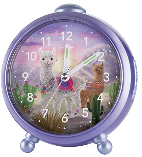 Kinderwekker voor Meisjes in Paars en Lila met Alpaca Design – Geruisloos, Licht en Snooze Functie van Lily's Gems