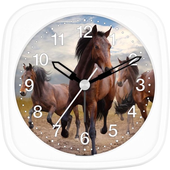 Kinderwekker voor meisjes - paardenmotief - geluidsarm - met licht en wekherhaling - m-winkel