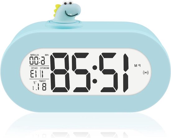 Kinderwekker - Wekker Kinderen - Wakker Worden - Dubbele Alarmtijd - 4.5 x 3.81 x 7 cm - Wit