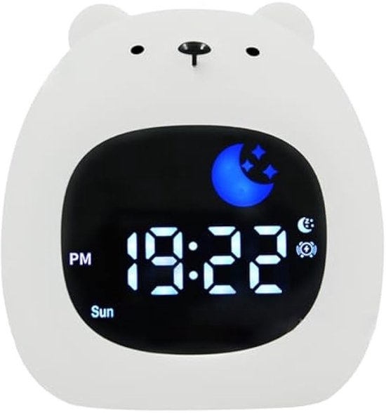 Kinderwekker, wekker voor naast het bed met nachtlampje, oplaadbare digitale klok voor jongens en meisjes, luide digitale wekker voor kinderen van Merkloos