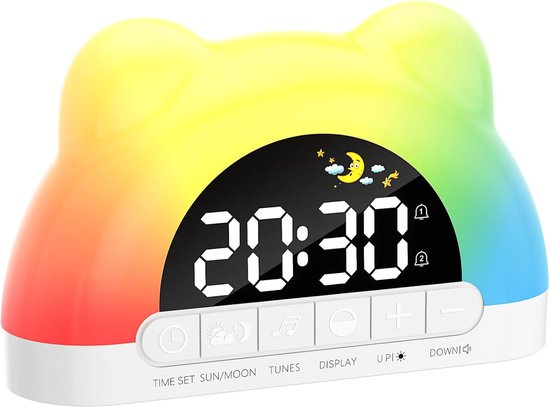 Kindwekker met Slaaptrainer en RGB Nachtlamp - Timer en Snooze Functie